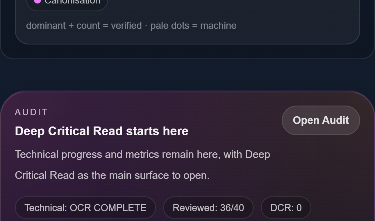 The Technical section keeps the user informed about run status at all times