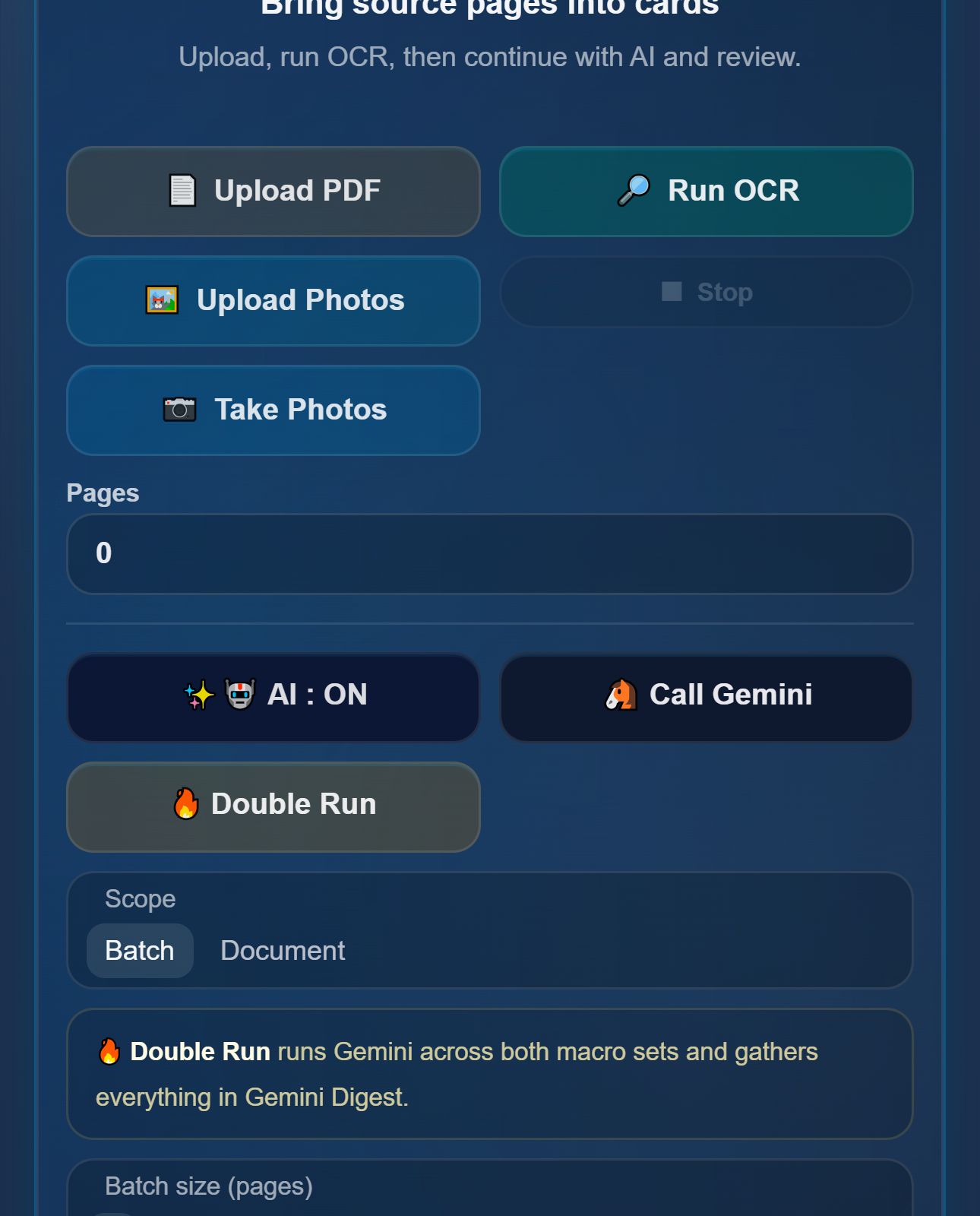 Mobile Ops Center example: PDF upload, OCR, and flow start