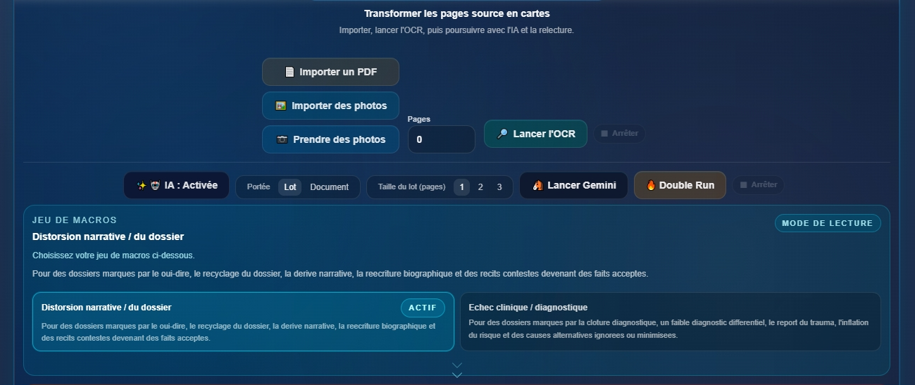 Le jeu de macros, Call Gemini et Double Run se trouvent au même endroit dans le flux mobile