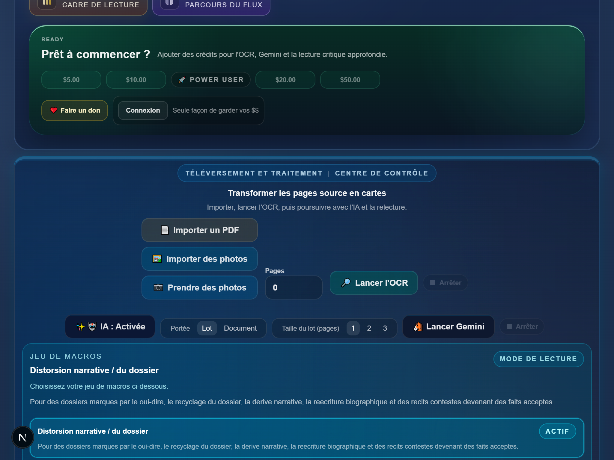 Exemple du Centre de contrôle mobile: import PDF, OCR et démarrage du flux